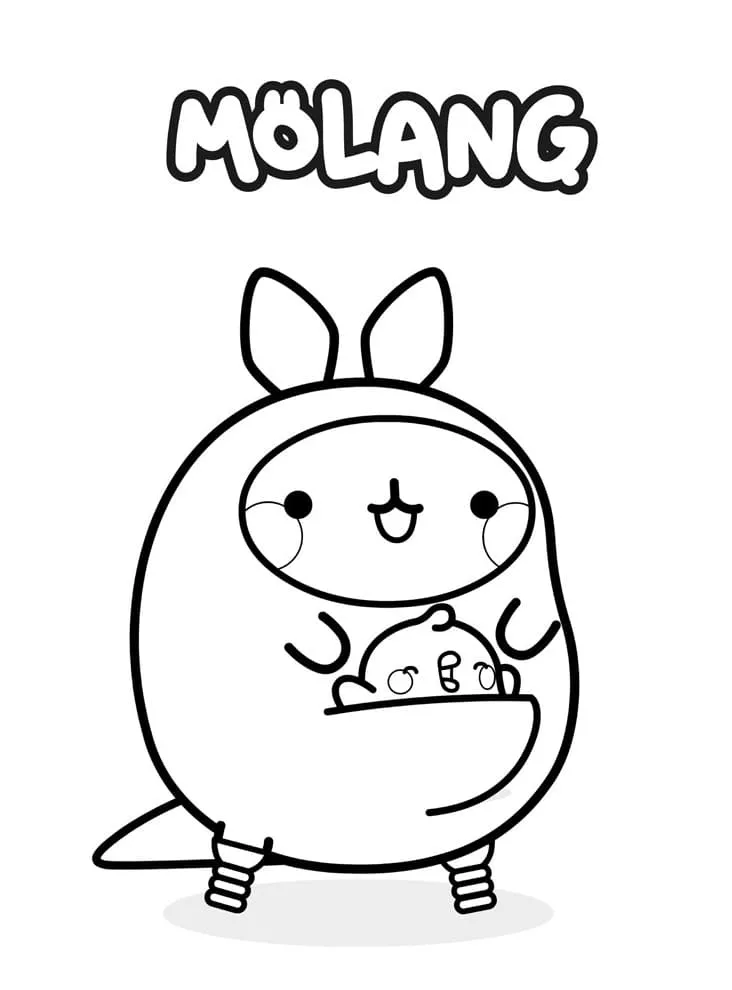 Desenhos divertidos do Molang e Piu-Piu para imprimir e colorir